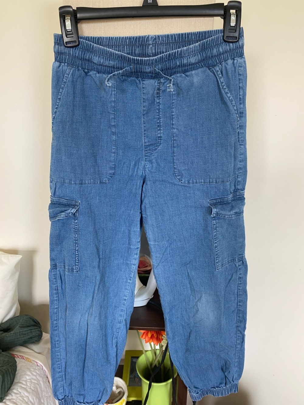 Hurley Blue Denim-Style Elastic Cargo Jogger pants